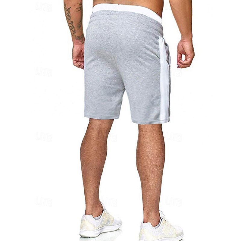 Men's Sweat Shorts Shorts Bermuda shorts Pocket Drawstring Side Stripe Plain Comfort Sports Short Outdoor Casual Daily Streetwear Athleisure Black White Micro-elastic2