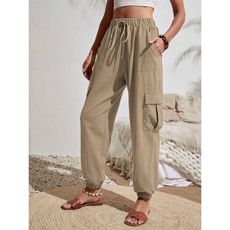 Women's Normal Slacks Pants Trousers Harem Pants Fashion Stylish Full Length High Waist Solid Color Street Casual Daily Black Pink Blue Khaki Summer Spring Fall Winter