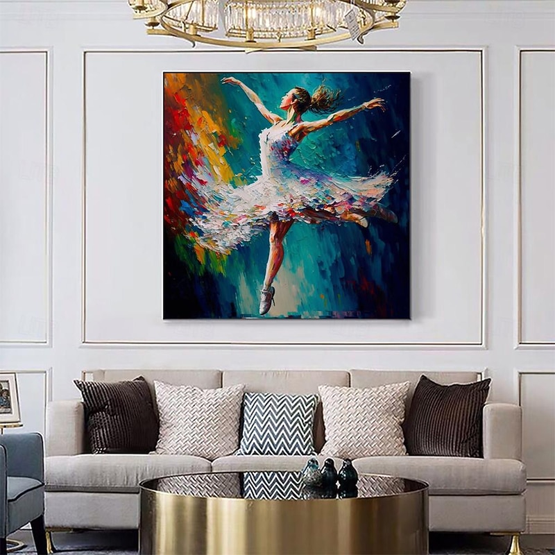 Oil Painting Handmade Hand Painted Square Wall Art Impression Dancer Canvas Painting Home Decoration Decor Stretched Frame Ready to Hang3