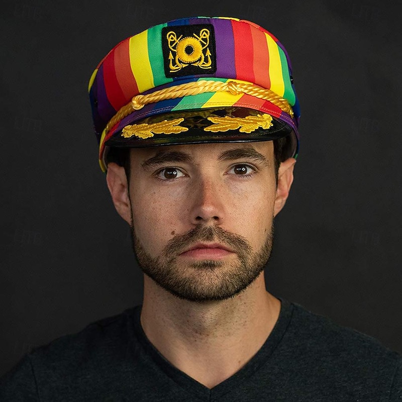 Rainbow Halloween Captain's Yacht Sailors Hat LGBT LGBTQ Gay Lesbian Adults' Men's Women's Masquerade Pride Parade Pride Month Easy Halloween Costumes Dress Up