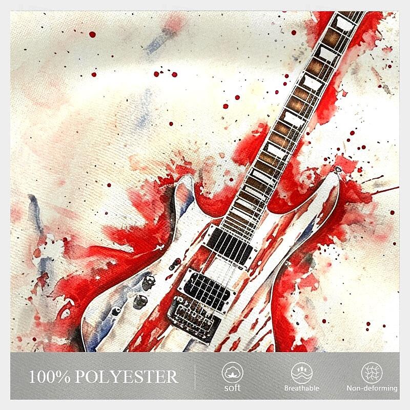 Men's Guitar T Shirt Vest Top Sleeveless T shirt 3D Print Crew Neck Shirt Vacation Retro Vintage Street Daily Holiday White 1 White Red Summer Spring Clothing Apparel S M L XL XXL XXXL3