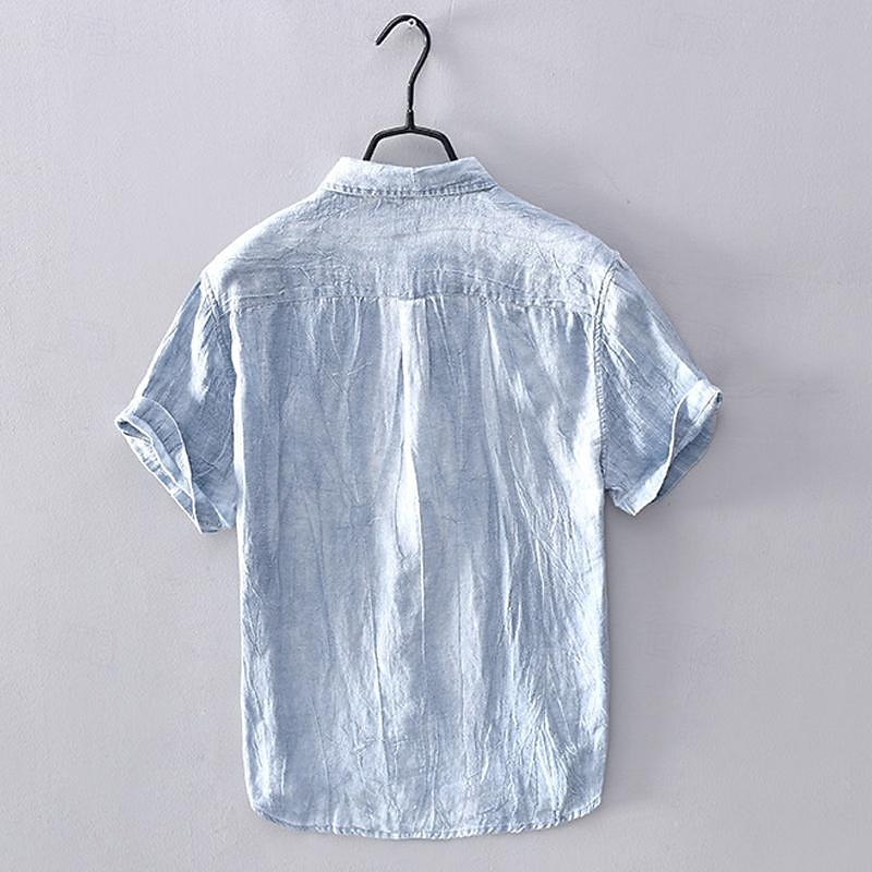 Men's Shirt White Cotton Shirt Casual Shirt Cotton Linen Shirt Plain Vacation Street White Khaki Gray Light Blue Short Sleeve Turndown Summer Clothing Apparel Button-Down4
