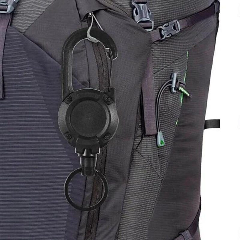 Outdoor Automatic Retractable Wire Rope Luya Tactical Keychain,Heavy Duty Retractable Pull Reel Carabiner Key Chains Strong Steel Wire Rope Buckle Spring Key Ring Outdoor Sporty Keychain Tool3