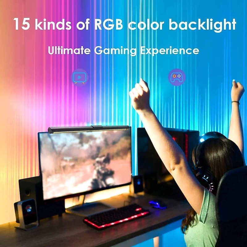Monitor Light USB Gaming Light Indoor LED Computer Light, RGB Fantasy Color Ambient Light, Touch Control Stepless Dimming, Protect Your Eyes, Save Space, Ideal for Computer Gaming/Working/Reading3
