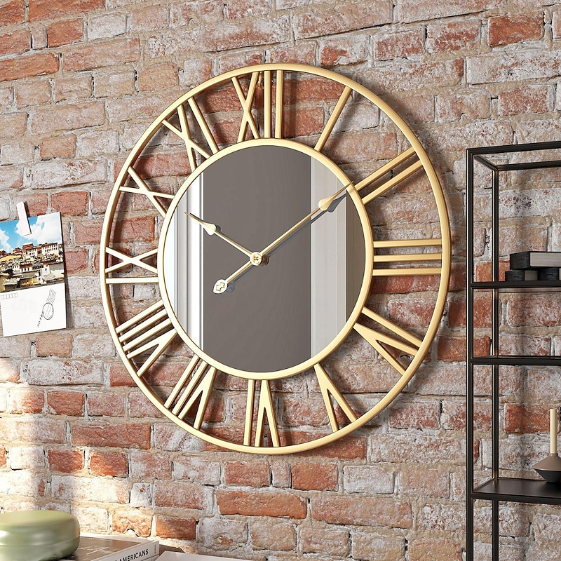 Scandinavian Modern Wind Creative Roman Numerals Mirror Fashion Wall Clock Bedroom Study Decorative Clock Hanging Wall Clock 40cm 50cm3