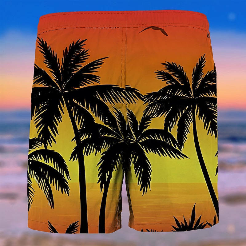 Men's Graphic Coconut Tree Swim Trunks Swim Shorts Board Shorts Mid Waist Fashion Streetwear Designer Casual Daily Holiday Pocket Drawstring Elastic Waist Designer Clothing Apparel2