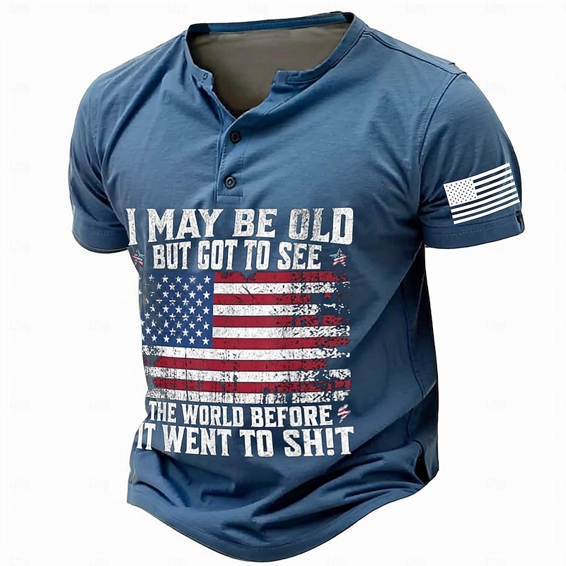 Men's Letter Henley Shirt Raglan T Shirt Short Sleeve Fashion Designer Casual Vacation Daily Summer Black Blue Green Henley Henley T-Shirt - Main Image