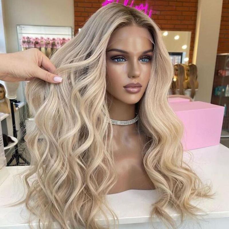 Unprocessed Virgin Hair 13x4 Lace Front Wig Middle Part Brazilian Hair Wavy Multi-color Wig 130% 150% Density Ombre Hair Natural Hairline 100% Virgin Glueless Pre-Plucked For Women Long Human Hair3