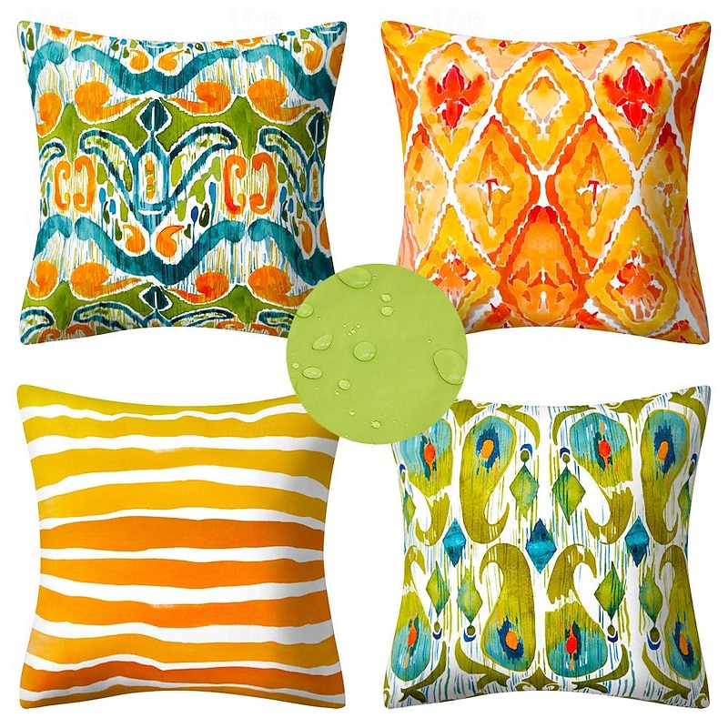 Outdoor Waterproof Cushion Covers Bohemian Cushions Abstract Garden Cushion Covers Invisible Zipper Double-sided Print Decorative Pillows for Sofa Patio Home Decor Gifts3