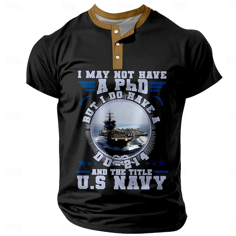 Men's US Navy Veteran Graphic T-Shirt | I Have a DD-214 Not a PhD | Short Sleeve Military Tee4