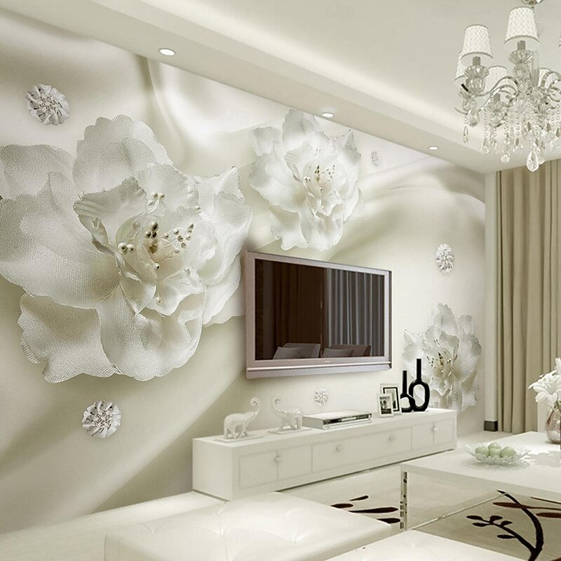 Cool Wallpapers 3D Flowers Wallpaper Wall Mural Roll Wall Covering Sticker Peel and Stick Removable PVC/Vinyl Material Self Adhesive/Adhesive Required Wall Decor for Living Room Kitchen Bathroom2