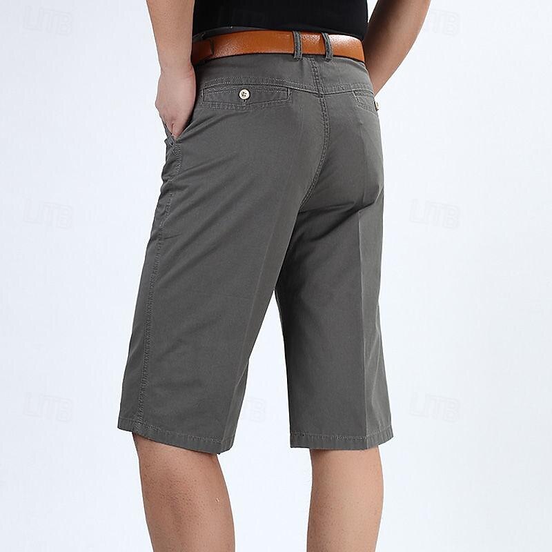 Men's Capri Pants Dress Shorts Work Shorts Solid Color Wrinkle Resistant Calf-Length Casual Weekend Casual Black Army Green High Waist Micro-elastic4