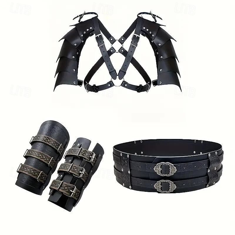 Punk & Gothic Medieval Steampunk Outfits Warrior Viking Fancy Dress Men's Women's Unisex Viking Halloween Carnival Masquerade Performance Party LARP Adults' Shoulder Armor All Seasons2