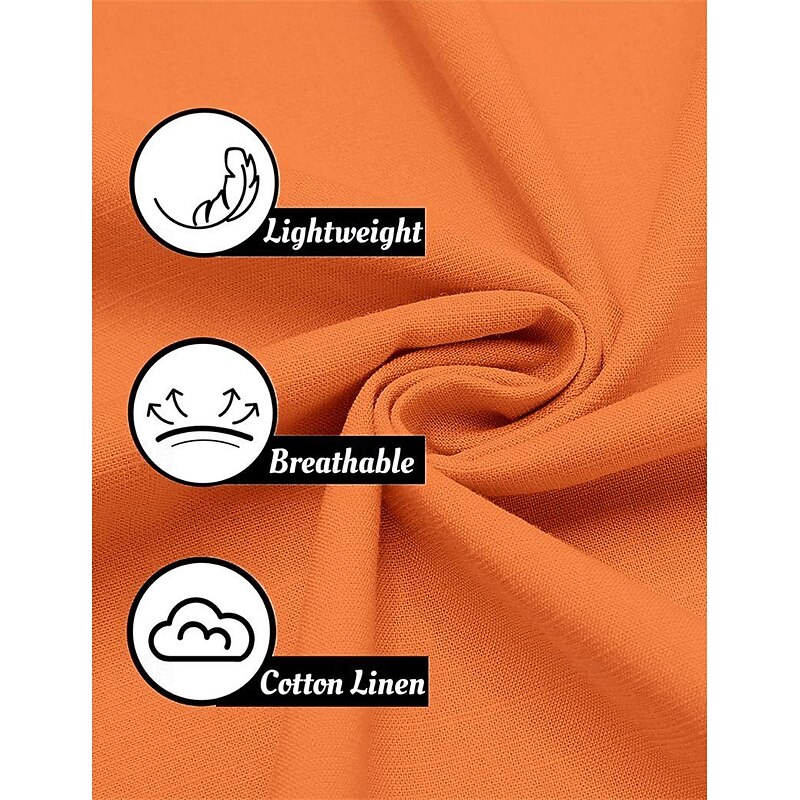 Men's Linen Shirt Popover Shirt Summer Shirt Beach Wear Casual Shirt Band Collar Shirt Plain Vacation Hawaiian Black White Pink Blue Long Sleeve Henley Spring & Summer Clothing Apparel3