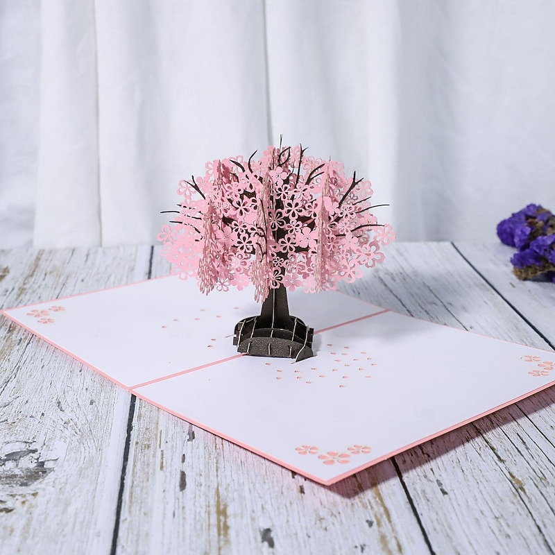 Single Cherry Blossom Tree 3D Card Romantic Sakura Wedding Blessings and Mother's Day Greetings2