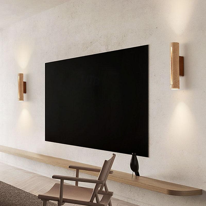 Creative Double Head Up and Down Wall Lamp, Japanese Wabi-sabi Style, Natural Yellow, Travertine,  Bedroom, Living Room, Back Wall, Corridor, Hotel3