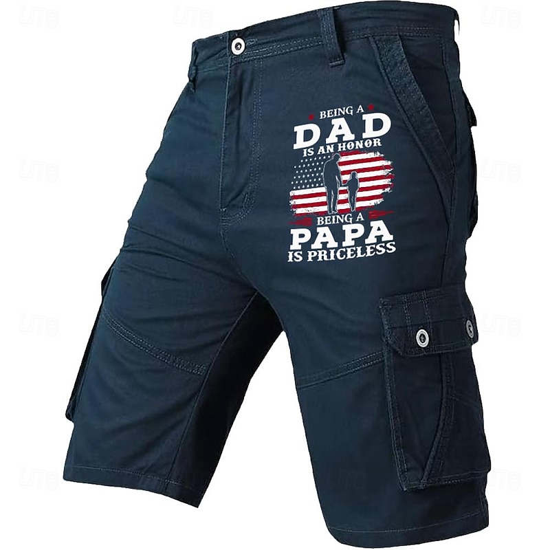 Father's Day papa shirts Papa Print Men's Cargo Shorts Cotton Drawstring Classic Cargo Stretch Short with Multiple Pockets Sports Outdoor Fashion Designer Shorts