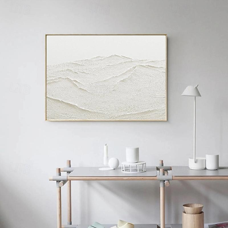 White Abstract snow mountain Painting on Canvas Hand painted 3D Textured mountain Wall Art White Modern Canvas Art painting for  Living Room Decor  Home Decor Hotel Art Piece4