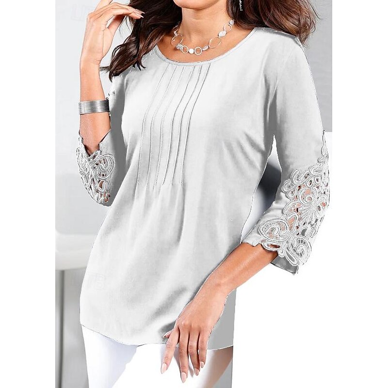 Blue lace pleated top2