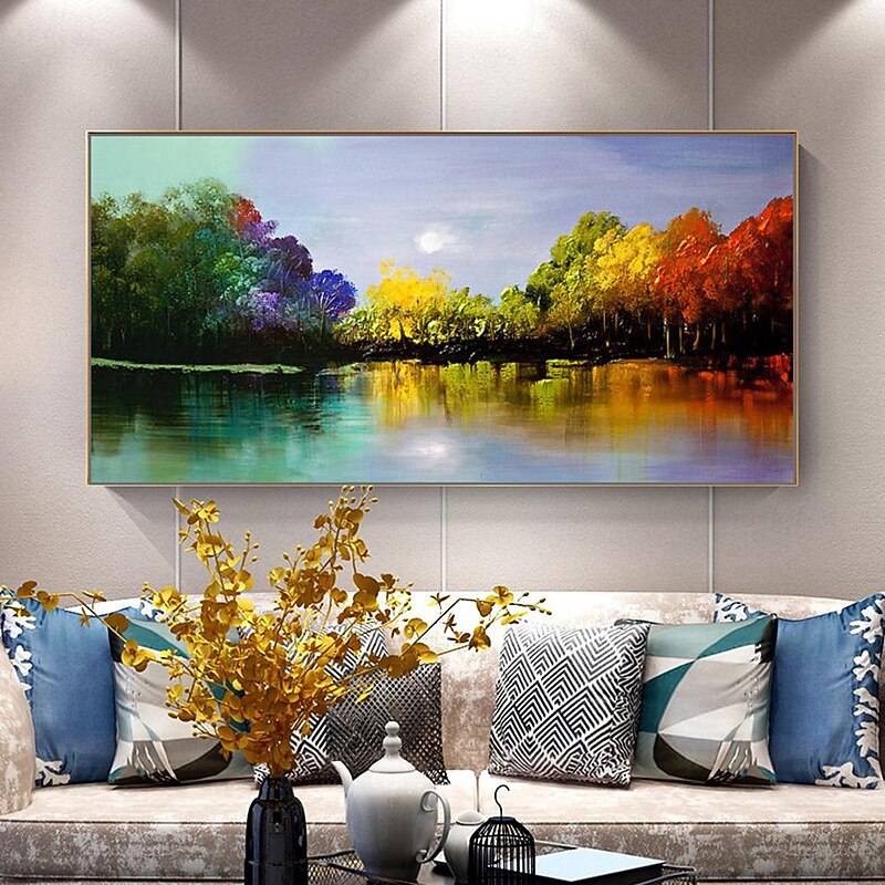 Mintura Handmade Four Aeasons Forest Landscape Oil Paintings On Canvas Large Wall Art Decoration Modern Abstract Tree Picture For Home Decor Rolled Frameless Unstretched Painting2