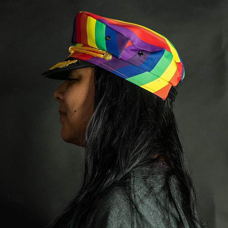 Rainbow Halloween Captain's Yacht Sailors Hat LGBT LGBTQ Gay Lesbian Adults' Men's Women's Masquerade Pride Parade Pride Month Easy Halloween Costumes Dress Up3