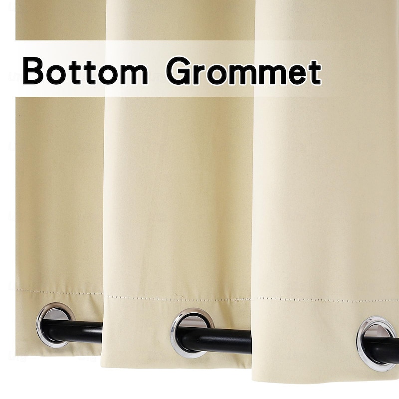 Waterproof Indoor Outdoor Curtains, Windproof Outdoor Canvas Curtains Top and Bottom Grommet, Outside Drapes for Patio Porch Pergola Arbor Lanai Gazebo Yard4