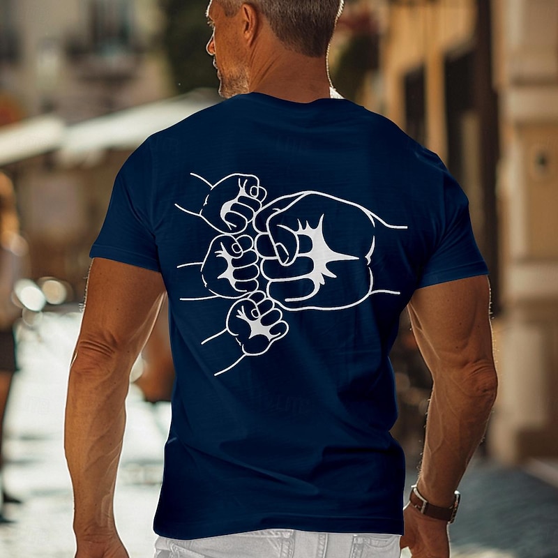 Men's Graphic T Shirt Short Sleeve T shirt 3D Print Crew Neck Shirt Casual Street Style Holiday Going out Navy Blue Spring & Summer Clothing Apparel S M L XL 2XL 3XL