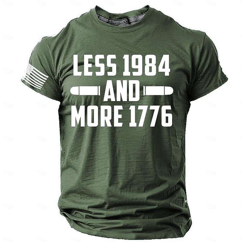 Veterans Day Men's Patriot Patriotic Veteran Graphic T shirt Short Sleeve T shirt 3D Print Crew Neck Shirt Daily Designer Retro Vintage Sports Outdoor Holiday Going out Blue Green Gray Spring &4