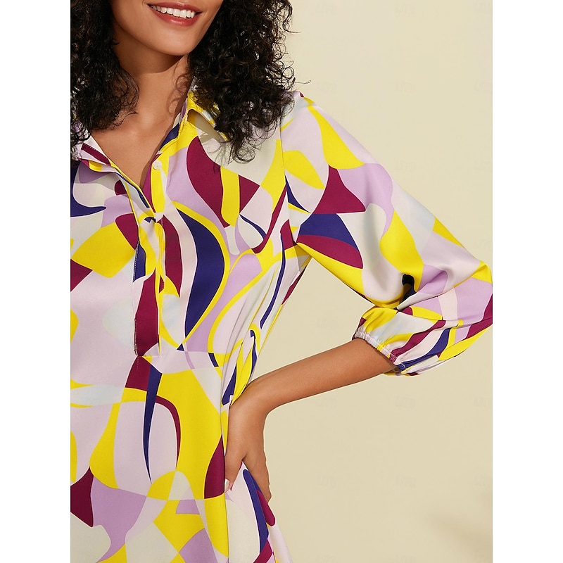 Satin Color Block Pattern Print Maxi Dress3