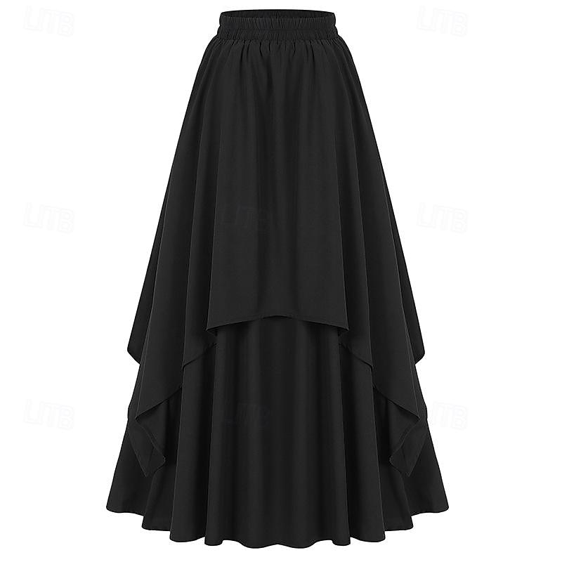 Retro Vintage Medieval Renaissance Skirt Cosplay Costume Maxi Skirt Solid Colored Fancy Dress Women's Celtic Pirate Fantasy Halloween Carnival Masquerade Carnival Casual Daily Adults' Skirts Spring - Main Image