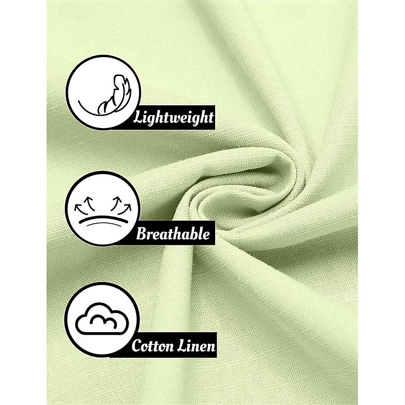 Men's Shirt Linen Shirt Summer Shirt Beach Wear Button Up Shirt Plain Vacation Casual Black White Blue Green Long Sleeve Lapel Spring & Summer Clothing Apparel3