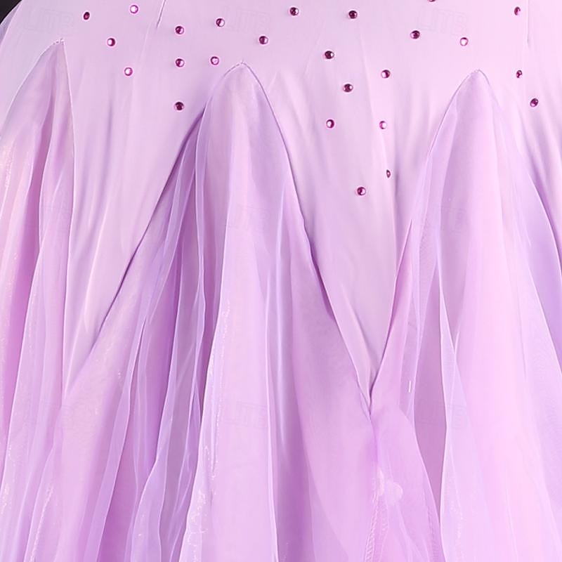 Ballroom Dance Dress Crystals / Rhinestones Women's Performance Daily Wear Sleeveless Spandex Organza4