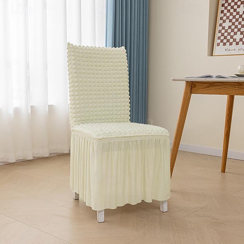 1 Pcs New Chair Cover With Bubble Wrap Skirt Hem All Inclusive Living Room Dining Table Chair Cover Universal Thickened Instagram Style2