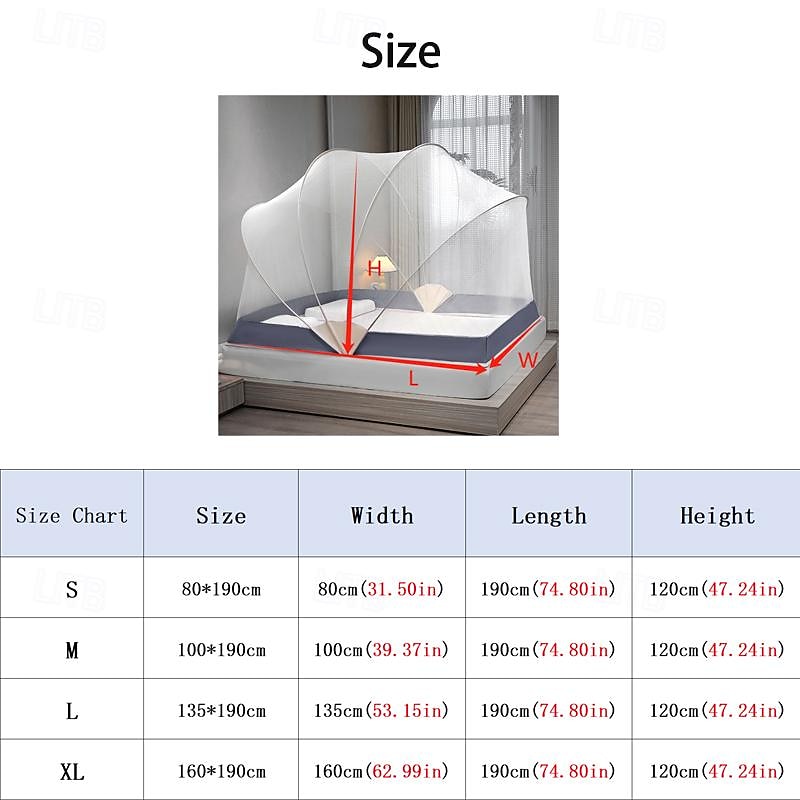 Mosquito Net for Bed Foldable Space Roof Shape Household Nets Increase in Height 47in Large Space Mosquito Netting with Free Installation2