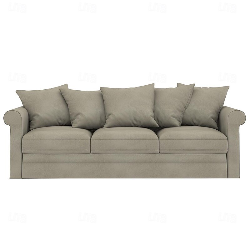 Velvet 3-Seat Sofa Cover Solid Color Quilted Velvet Slipcovers  GRONLcover LITB PRIME cover4