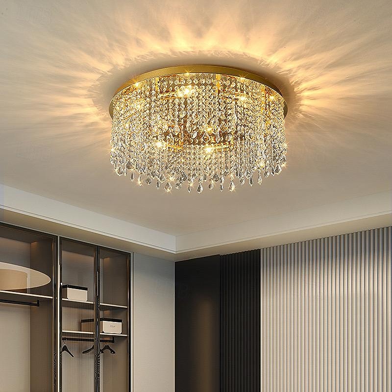 Gold Luxury LED Ceiling Chandeliers Compatible with Living Room Modern Crystal Hanging Lamp Compatible with Ceiling Home Decor,Ceiling Lighting2