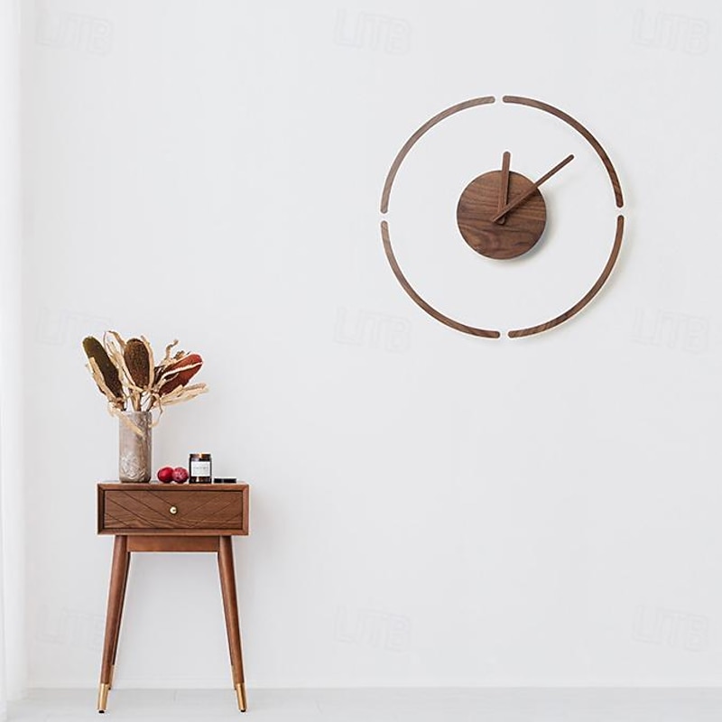 1pc Silent Wooden Acrylic Wall Clock For Bedroom And Living Room Creative Hanging Design With Hole Free Mounting 35 CM2