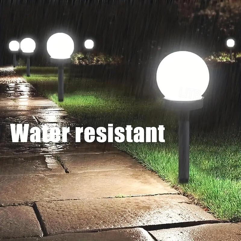 3pcs Solar Pathway Garden Light Small White Ball Light Round Ball Bulb Light Led Outdoor Decorative Landscape Garden Villa Lawn Light Ground Plug Light Waterproof