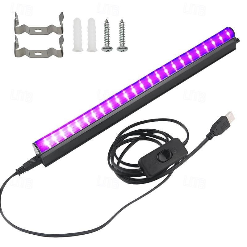 LED Blacklight Bar UV Strip Light Purple USB Interface with Switch T5 Integrated Bulb 6W for Blacklight Poster Body Paint Glow Halloween Decor Christmas Party Atmosphere Fluorescent Tapestry Poster3