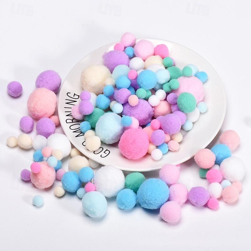 2PCS High Elasticity Gradient Christmas Colored Plush Ball DIY Plush Ball Children's Handmade Jewelry Material Accessories4