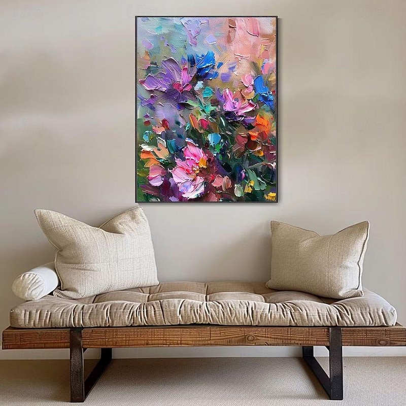 Handmade Oil Painting Canvas Wall Art Decoration Abstract Flowers for Home Decor Rolled Frameless Unstretched Painting4