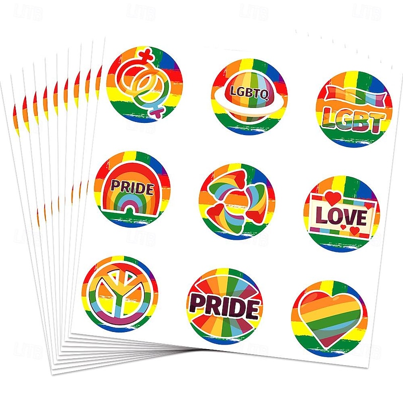 Rainbow Halloween Sticker LGBT LGBTQ Gay Lesbian Adults' Men's Women's Masquerade Pride Parade Pride Month Easy Halloween Costumes Dress Up
