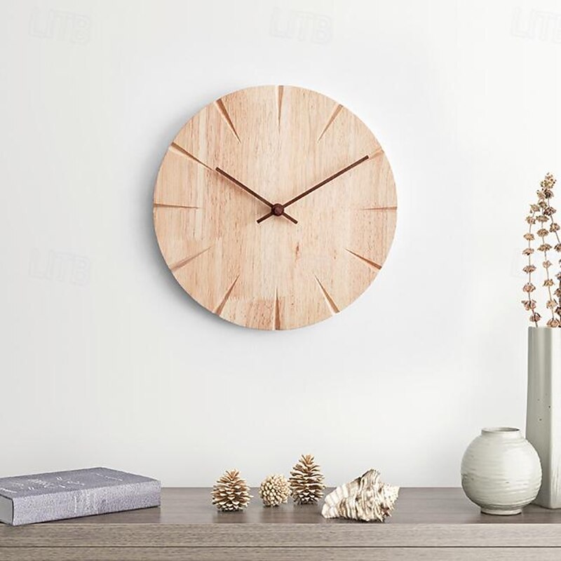 Modern Digital Round Wood Wall Clock Design Silent Fashion Wall Clock Living Room Wall Decoration Home Decoration Gift Wall Clock 30 CM
