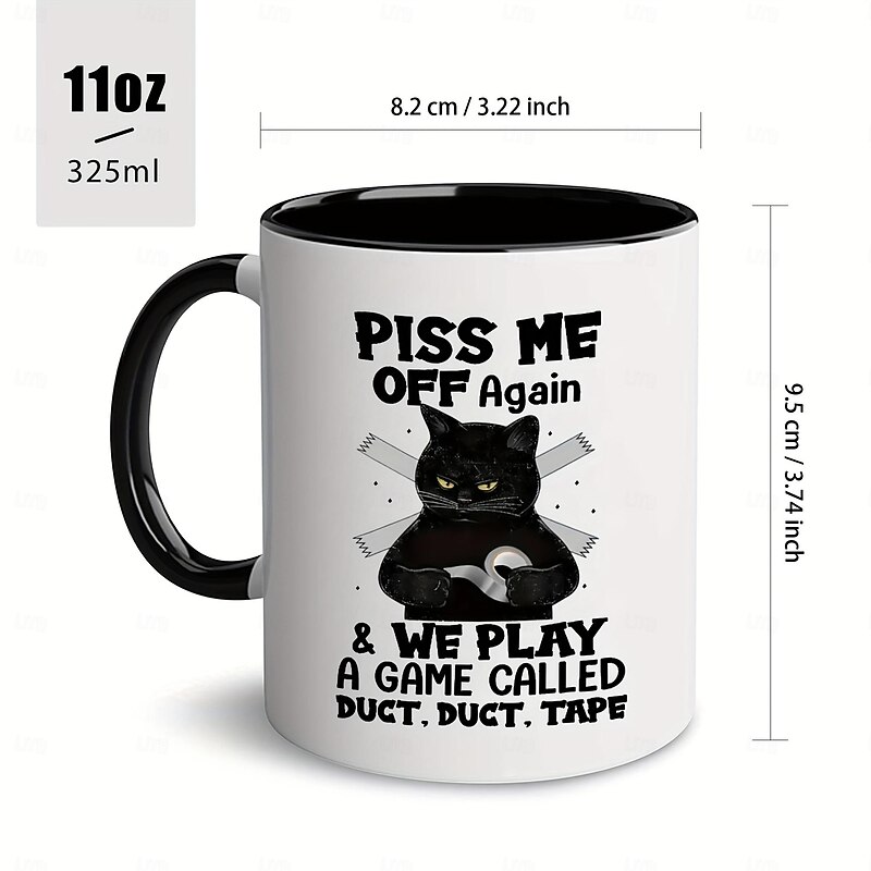 1pc 11oz Ceramic Coffee Mug with Black Cat Design for Home and Office Use - Perfect Gift for Coffee Lovers3