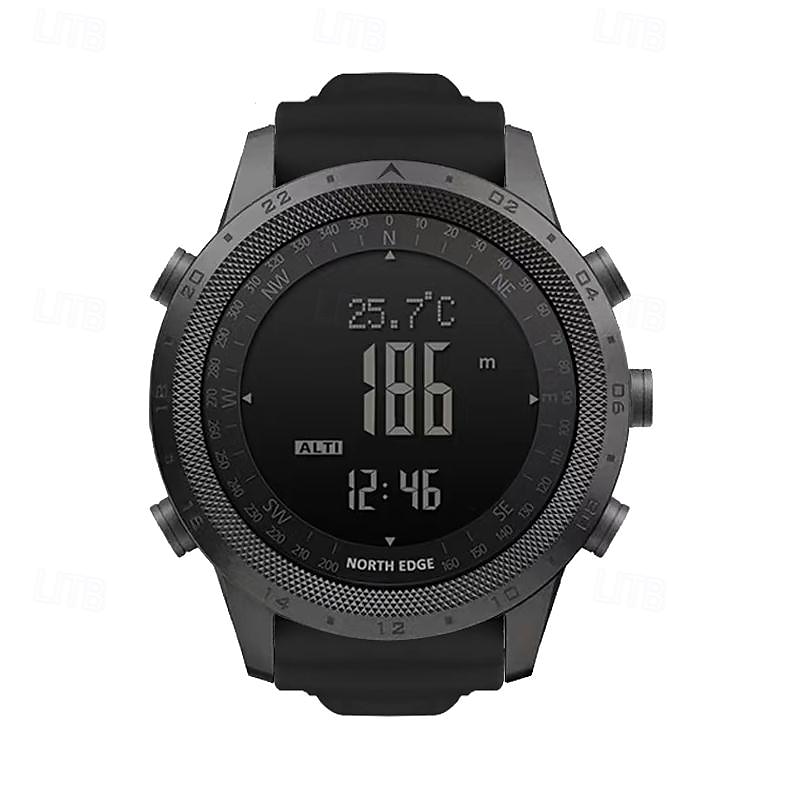 NORTH EDGE Men Digital Watch Outdoor Sports Tactical Casual Compass Altimeter Luminous Stopwatch Silicone Nylon Strap Watch3