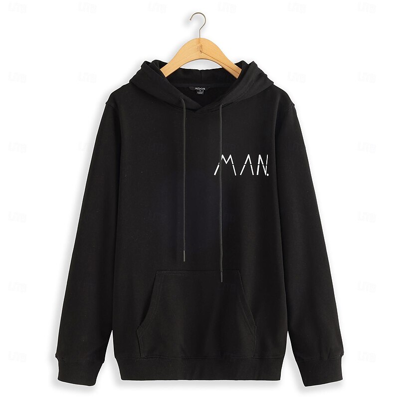 Men's  Cotton Hoodie Pullover Basic Fashion Daily Casual Hoodies Letter Black Long Sleeve Holiday Vacation Streetwear Hooded Spring &  Fall Clothing Apparel Designer3