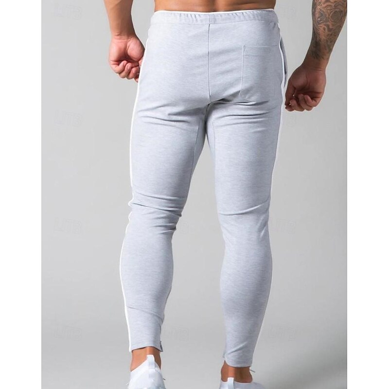 Men's Joggers Sweatpants Zipper Ankle Zippers Base Layer Athletic Athleisure Winter Breathable Soft Sweat wicking Fitness Gym Workout Running Slim Fit Sportswear Activewear Stripes Black Dark Blue3