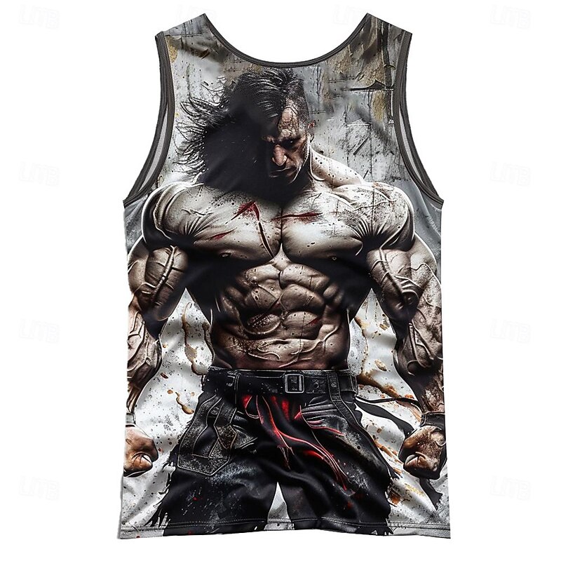 Men's Characters Splash Ink Tank Top Vest Top Undershirt Sleeveless T shirt 3D Print Crew Neck Shirt Fashion Designer Going out Gym Black Blue Orange Summer Spring Clothing Apparel S M L XL XXL XXXL2