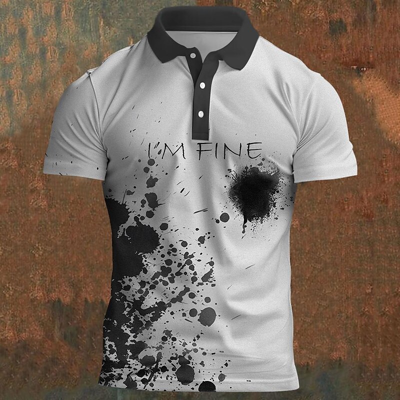 Men's Blood Splatter Polo Shirts Golf Shirt Short Sleeve Polo Shirts Collared Shirts Casual Horror Streetwear Festival Wear Party Outfits 3D Print Buttons Summer Spring Fall Black Red Blue4