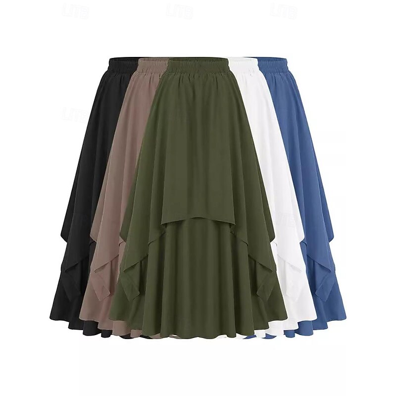 Retro Vintage Medieval Renaissance Skirt Cosplay Costume Maxi Skirt Solid Colored Fancy Dress Women's Celtic Pirate Fantasy Halloween Carnival Masquerade Carnival Casual Daily Adults' Skirts Spring2